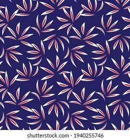 Red and blue Floral botanical seamless pattern background suitable for fashion prints, graphics, backgrounds and crafts