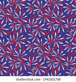 Red and blue Floral botanical seamless pattern background suitable for fashion prints, graphics, backgrounds and crafts