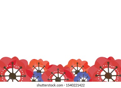 Red and blue flower frame