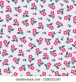 red and blue flower seamless pattern