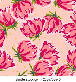 Red and Blue Flower Watercolor Vector Seamless Pattern. Tulip Pretty Paper Texture. Pink Garden Marker Background. Peony Beautiful Illustration.