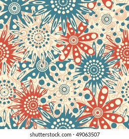 red blue flowers in floral pattern