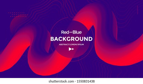 Red and blue fluid wave. Duotone geometric compositions with gradient 3d flow shape. Innovation modern background design for cover, landing page.