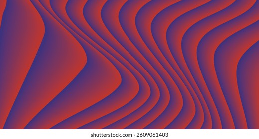 Red and blue fluid wave. Duotone geometric compositions with gradient 3d flow shape. Innovation modern background design for cover