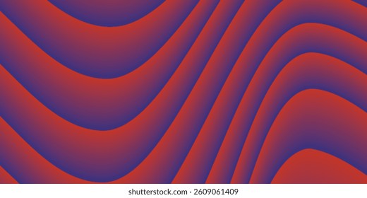 Red and blue fluid wave. Duotone geometric compositions with gradient 3d flow shape. Innovation modern background design for cover