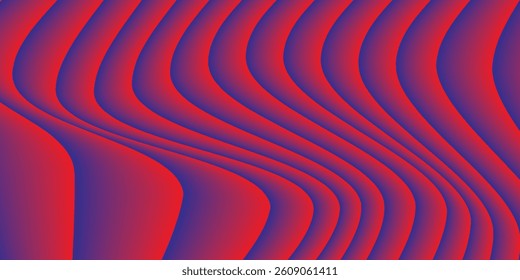 Red and blue fluid wave. Duotone geometric compositions with gradient 3d flow shape. Innovation modern background design for cover