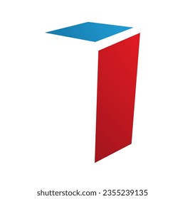 Red and Blue Folded Letter I Icon on a White Background