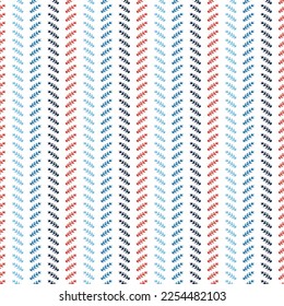 Red and blue folkart quilt vector pattern. Seamless scandi all over fabric for whimsical patchwork background. 