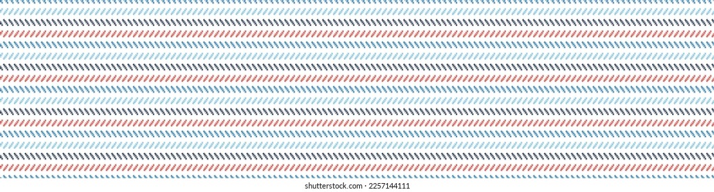 Red and blue folkart quilt vector border. Seamless scandi all over fabric for whimsical patchwork banner. 