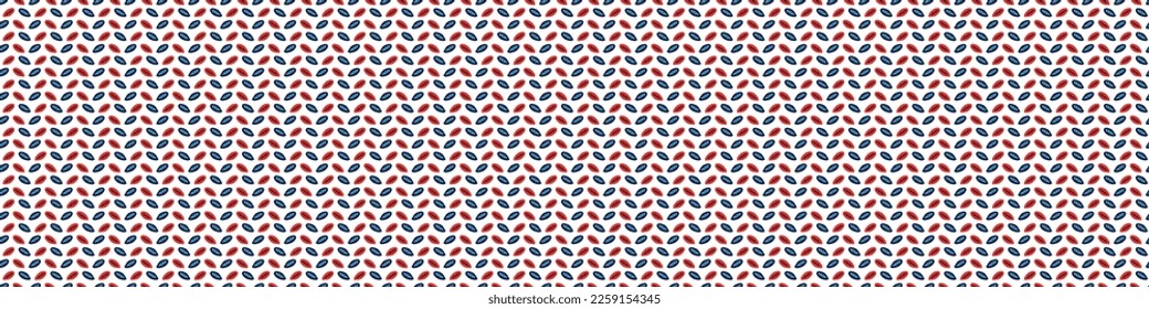 Red and blue folkart quilt vector border. Seamless scandi all over fabric for whimsical patchwork banner. 