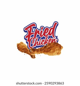 Red and blue fried chicken vector logo