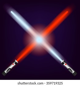 Red and blue future light swords 