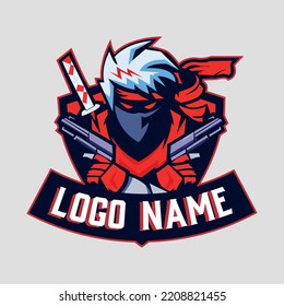 red and blue gaming logo design vector logo name