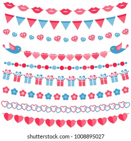 Red Blue Garland Set Isolated On Stock Illustration 1109980199