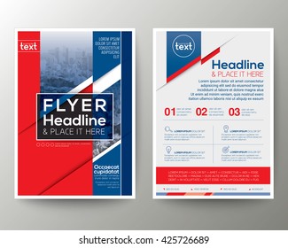 Red And Blue Geometric Background Poster Brochure Flyer Design Layout Vector Template In A4 Size