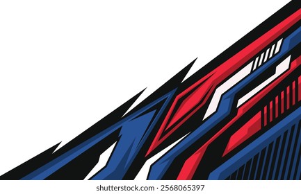 Red and blue geometric stripes racing background for car wrap sticker