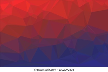 Red blue geometric triangular low poly style. Gradient background. Vector polygonal design