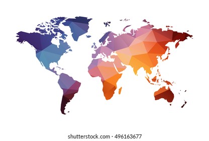 Red Blue Geometric World Map