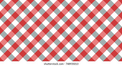 Red and Blue Gingham tablecloth pattern. Seamless Diagonal Rhombus/Squares Texture 