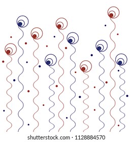 red and blue glitter circle shape and curl line pattern background