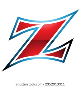 Red and Blue Glossy Arc Shaped Letter Z Icon on a White Background