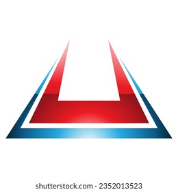 Red and Blue Glossy Bold Spiky Shaped Letter U Icon on a White Background