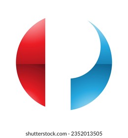 Red and Blue Glossy Circle Shaped Letter P Icon on a White Background