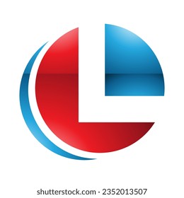 Red and Blue Glossy Circle Shaped Letter L Icon on a White Background