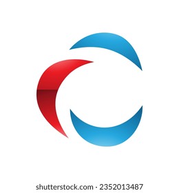 Icono de la letra C de color rojo y azul brillante en fondo blanco