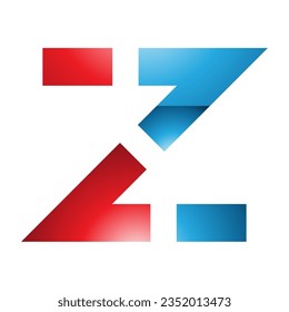 Red and Blue Glossy Dotted Line Shaped Letter Z Icon on a White Background