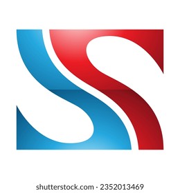 Red and Blue Glossy Fish Fin Shaped Letter S Icon on a White Background
