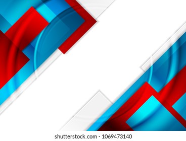 Fondo abstracto geométrico brillante rojo y azul. Diseño de vectores