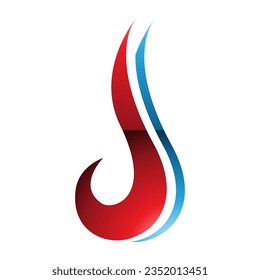 Icono de la letra J del gancho rojo y azul en fondo blanco