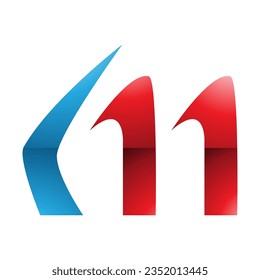 Red and Blue Glossy Horn Shaped Letter M Icon on a White Background