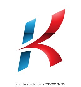 Red and Blue Glossy Italic Arrow Shaped Letter K Icon on a White Background