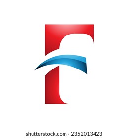 Red and Blue Glossy Letter F Icon with Pointy Tips on a White Background