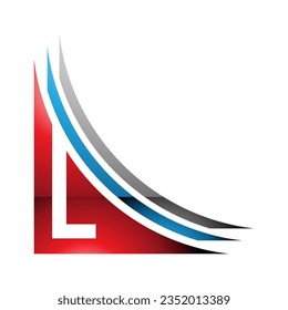 Red and Blue Glossy Letter L Icon with Layers on a White Background