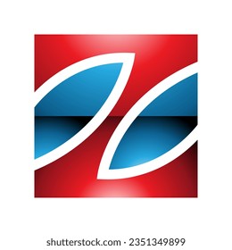 Red and Blue Glossy Square Shaped Letter Z Icon on a White Background