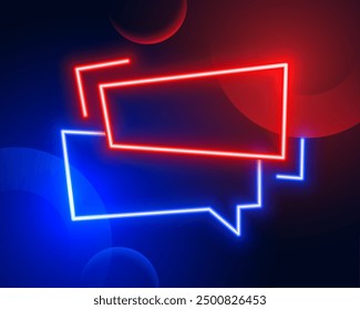 red and blue glowing chat box with empty space vector