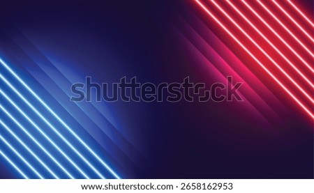 red and blue glowing diagonal lines background with blank space vector