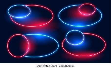 red and blue glowing laser frame design in collection vector 