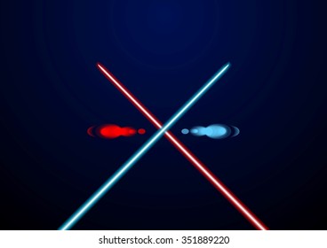 Espadas luminosas rojas y azules. Ilustración del vector