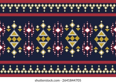 Red Blue Gold Geometry Decoration Aztec Ethnic Traditional Abstract
