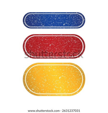 Red Blue Gold Gradient Luxury Blank Empty Rubber Stamp Chop Texture Label Badge Icon Set Vector