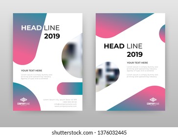 Red blue gradient business annual report brochure flyer design. Multipurpose abstract brochure template, include cover and back pages. Geometric flyer leaflet vector design. Vertical A4 format.