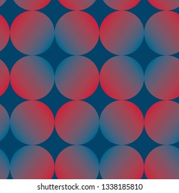 Red and Blue Gradient Circles Abstract Geometric Seamless Repeat Vector Pattern
