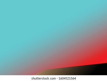 Red and blue gradient (sun ray and sky) with brown and black gradient  box (mountain) for fill copy.