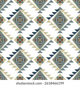 Red, blue, and green geometric ethnic pattern, boho seamless pattern. Tribal pattern. Folk motif. African style. Vector texture for textiles, rugs, curtains, and wallpaper. 