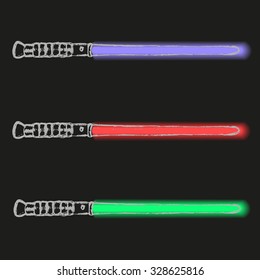 red blue and green light future swords doodle eps10