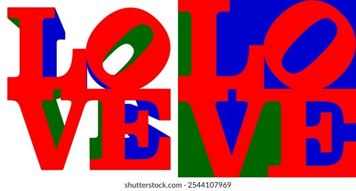 Red Blue Green LOVE Love Heart Love ♥ Logo Sign Icon Badge Vector EPS PNG Clip Art No Transparent Background